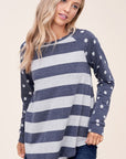 e Luna Dot Stripe Mixed Sweatshirt