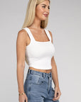 Zenana Cotton Square Neck Cropped Cami Top