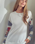 e Luna Solid Floral Mix Sweatshirt