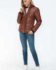 YMI Pocketed Zip Up Turtleneck Puffer Jacket