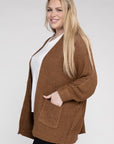 Eesome Plus Size Ribbed Knit Open Front Cardigan