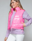 Snobbish Zip Up Turtleneck Shiny Quilted Vest