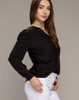 Notched Neck Jacquard Top