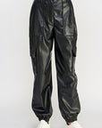 Relaxed Vegan Leather Cargo Pants