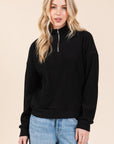 BOMBOM Quarter Zip Long Sleeve Sweatshirt with Pockets