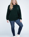 Zenana Plus Oversized Round Neck Raw Seam Melange Sweater