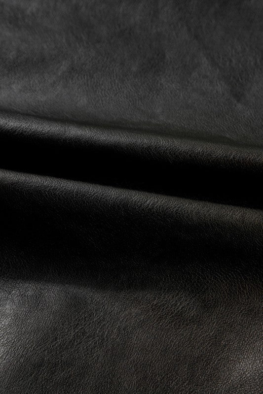 Faux Leather Button-Front Boxy Jacket