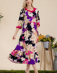 Celeste Full Size Floral Ruffled Midi Dress