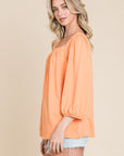 Culture Code Square Neck Puff Sleeve Top