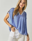 Davi & Dani Printed Lace V-Neck Top - Online Only