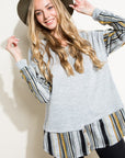 e Luna Solid Multi Striped Mixed Top