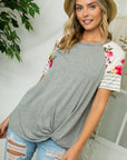 Plus Solid Floral Jersey Mixed Top - Online Only - My Pampered Life Seattle