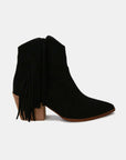 Beast Fashion Suede Fringe Point Toe Ankle Boots