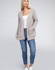 Zenana Melange Open Front Sweater Cardigan