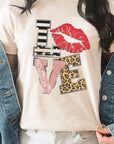 LOVE Multi Pattern Valentine PLUS SIZE Graphic Tee