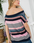 e Luna PLUS Striped Offshoulder Top