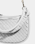 Fame PU Leather Basket Weave Half Moon Bag