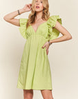 ADORA Smocked Back Ruffled Cap Sleeve Babydoll Dress