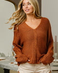 BiBi V-Neck Cable Knit Sweater