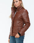 YMI Pocketed Zip Up Turtleneck Puffer Jacket