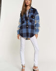 Davi & Dani Plaid Chest Pocket Detail Shacket