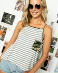 e Luna Plus Stripe Camo Mix Camisole