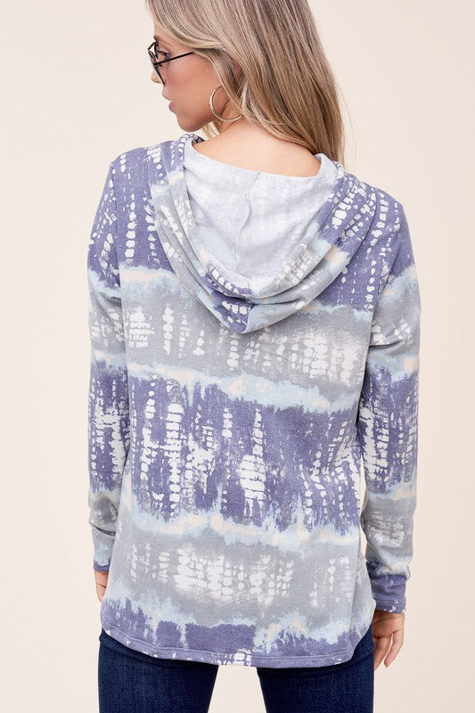 e Luna Terry Tie Dye Long Hoodie PLUS Top