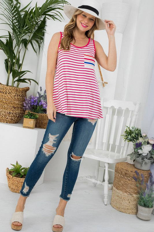 e Luna PLUS Mixed Striped Tank Top