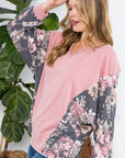 e Luna Floral Terry Mixed Boxy Top