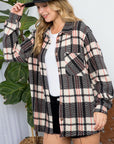 e Luna PLUS Fuzzy Plaid Button Down Shacket