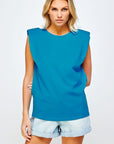 Knit Crew Neck Shoulder Pad Muscle Tee