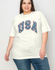 Simply Love Full Size USA Letter Graphic Short Sleeve T-Shirt