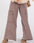 SAGE + FIG Knit Terry Mineral Wash Wide Leg Pants