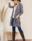 Celeste Full Size Leopard Open Front Contrast Cardigan