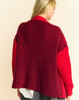 Davi & Dani Cable-Knit Color Block Open Front Cardigan