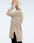 ZENANA Hi-Low Hem Front Seam Sweater