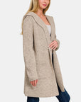 Zenana Hooded Open Front Sweater Cardigan