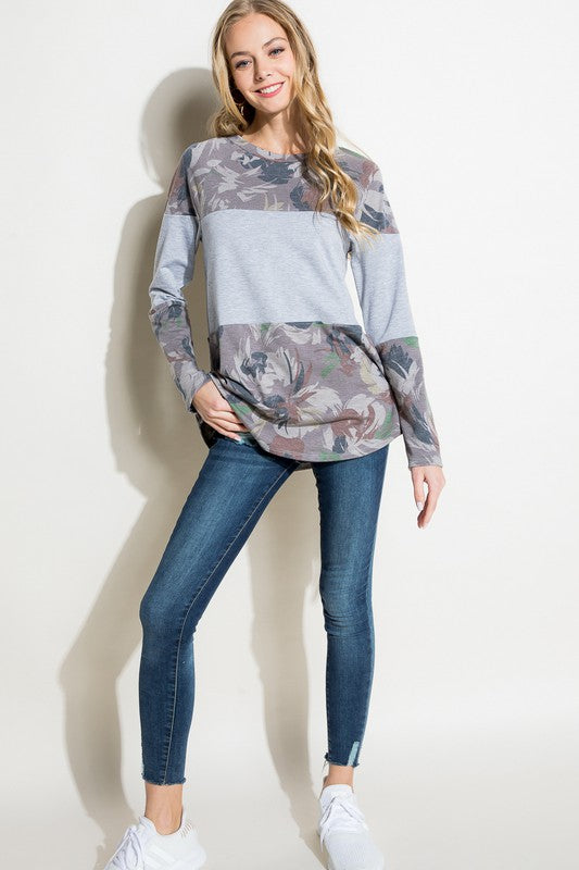 e Luna Floral Mixed Terry Tunic