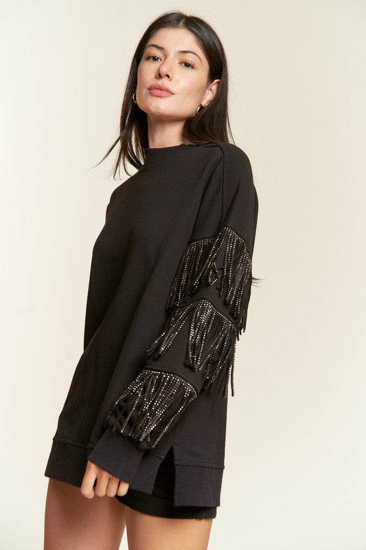 Plus Jade By Jane Studded Fringe Sleeve Top