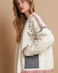 POL Embroidered Open Front Long Sleeve Jacket