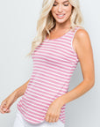 Celeste Full Size Backside Bow Tie Striped Tank