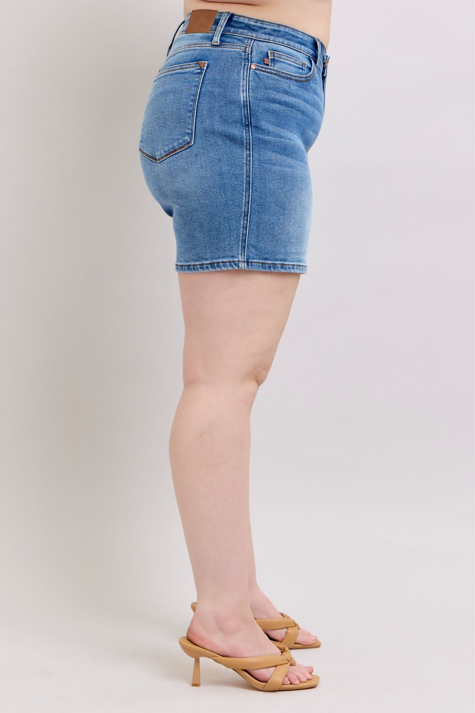 Judy Blue Full Size 2 Button Denim Shorts with Pockets Plus Size