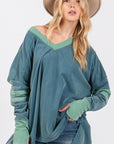 SAGE + FIG Mineral Wash Side Slit Contrast Top