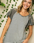 e Luna PLUS Striped Camo Twist Top