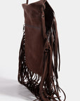 Fame Faux Suede Fringe Rectangle Crossbody Bag