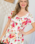 e Luna Plus Allover Floral Babydoll Top