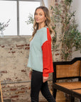 Sew In Love Full Size Color Block Drop Shoulder Sweater