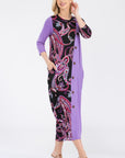 Celeste Full Size Paisley Contrast Midi Dress with Pockets