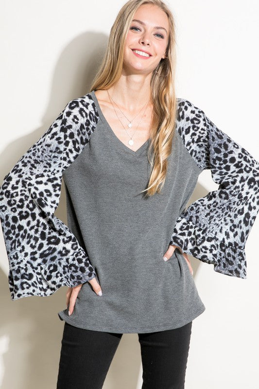 e Luna Solid and Cheetah Mixed Top