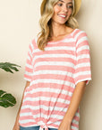 e Luna Striped Front Tie Top